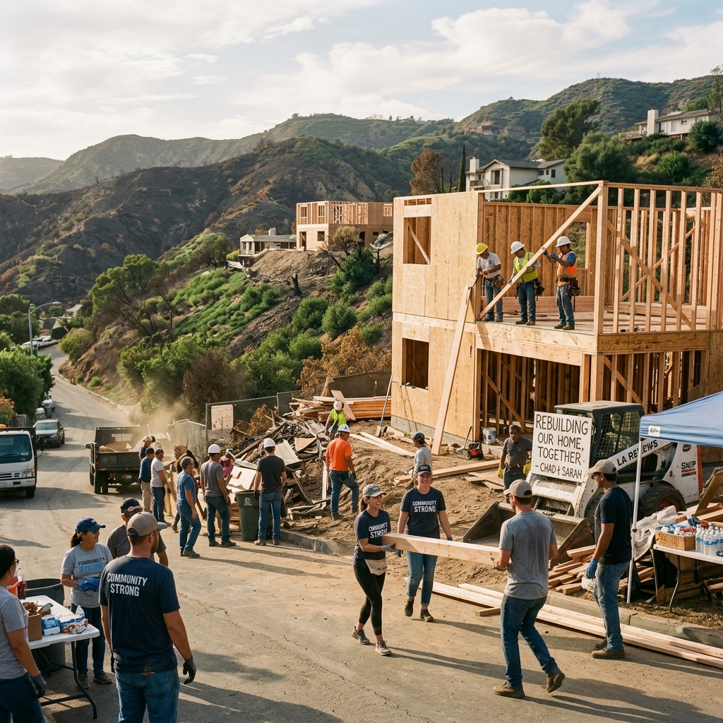 Community members rebuilding homes after the LA fires